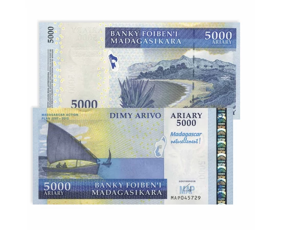 2000, 5000 ariary, ,  , 0, Madagascar, 2007-2008