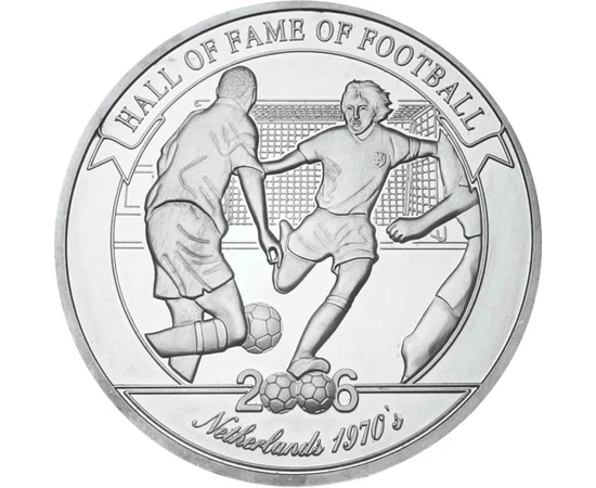 2000 şilingi, Johan Cruyff, argint de 350/1000, 26 g, Uganda, 2006