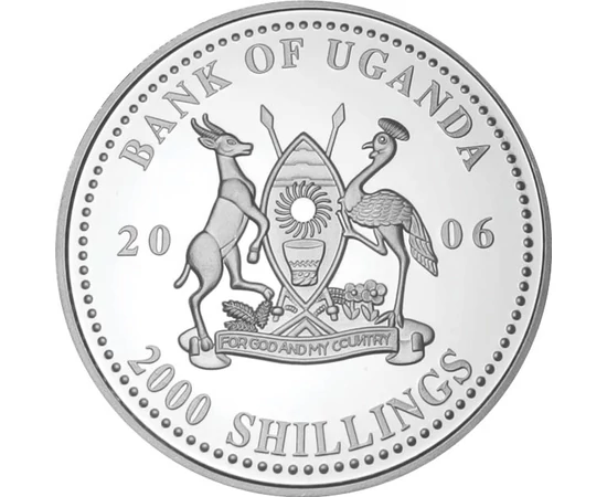 2000 şilingi Stemă   argint de 350/1000 26 g Uganda 2006