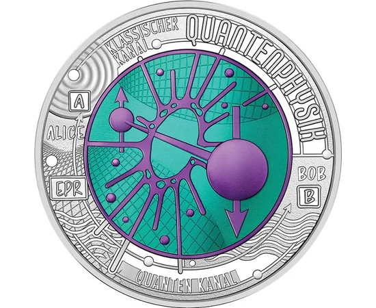 25 euro, Experimentul inseparabilitatea cuantică, argint de 900/1000, 9 g, Austria, 2026
