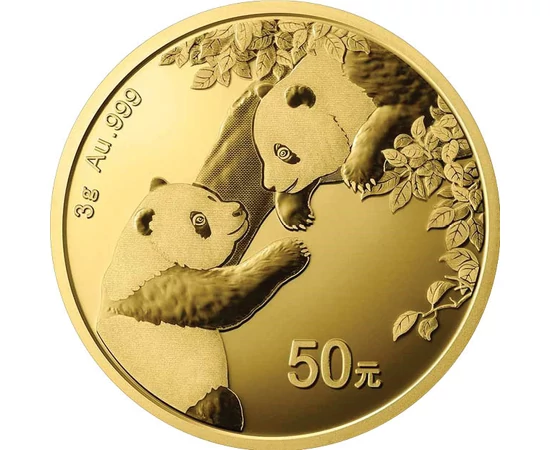 50 yuani, Panda, , greutate, aur de 999/1000, 3 g, China, 2023