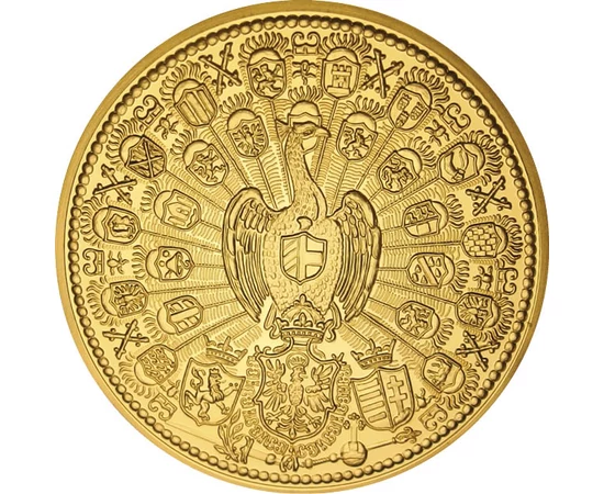 medalie placată cu aur replică Maximilian I cu zeiţe pe tron cupru nichel placat cu aur 35 g Imperiul Austriac piesa originală: 1563 eredeti érme: 1563