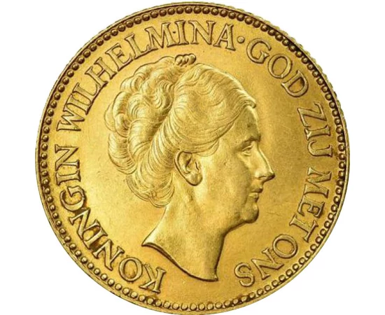  10 guldeni,Wilhelmina,Au,1925-1933, Olanda