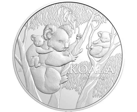 1 dolar, Trei koala pe copaci de eucalipt, argint de 999/1000, 31,1 g, Australia, 2026