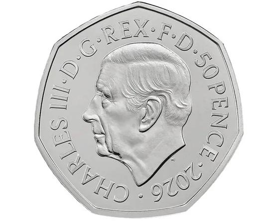 50 pence Charles al III-lea cupru nichel 8 g Marea Britanie 2026