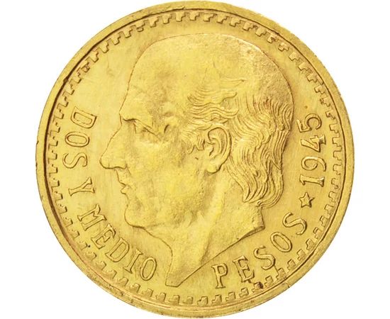  2,5 peso, Hidalgo, Aur, 1918-1948, Mexic