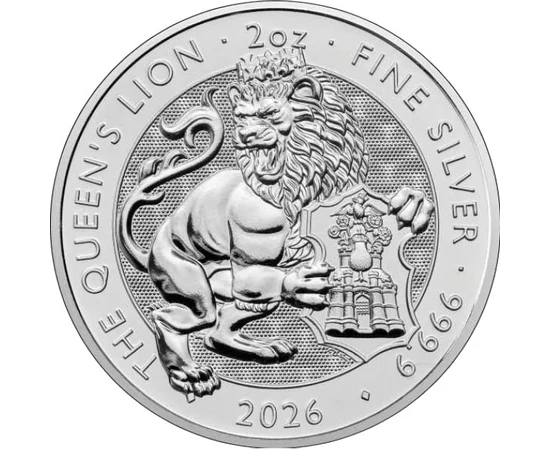 5 lire, Stemă cu leu, , fineţe, argint de 999,9/1000, 62,2 g, Marea Britanie, 2026