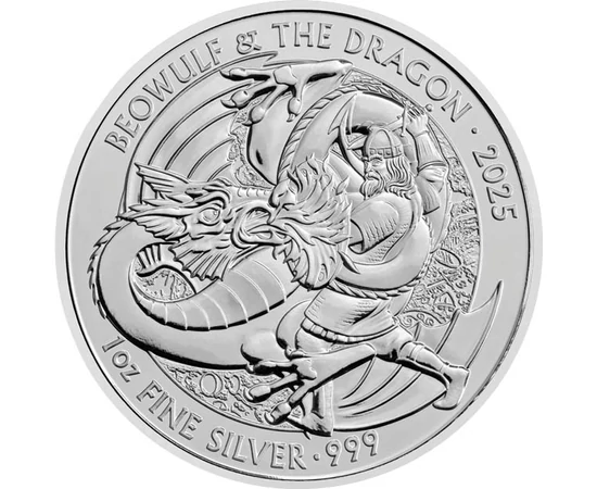 GB/ 2 lire, Beowulf şi dragonul,Ag,2025, Marea Britanie