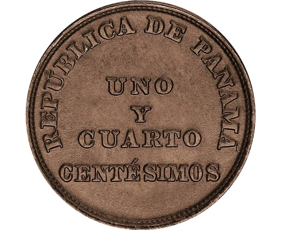 1 şi 1/4 centesimo Valoare nominală scrisă cu litere bronz 31 g Panama 1940