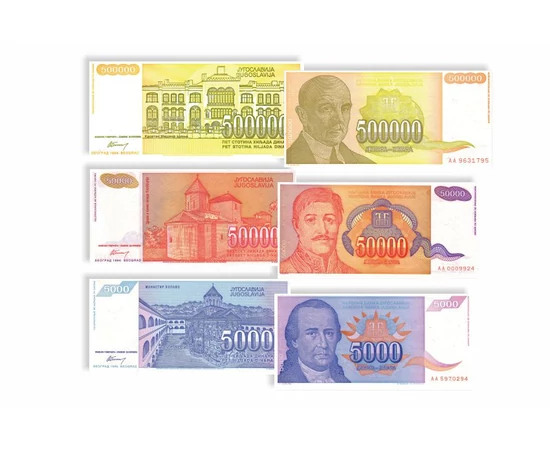 10 100 1.000 5.000 50.000 500.000 dinari    0 Iugoslavia 1994