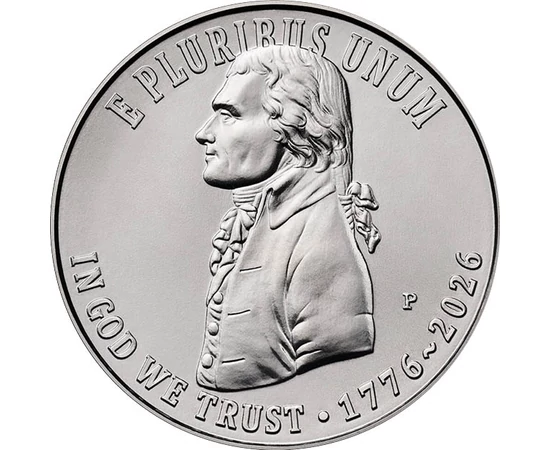 25 cenţi Thomas Jefferson 1776-2026 cupru nichel 567 g SUA 2026