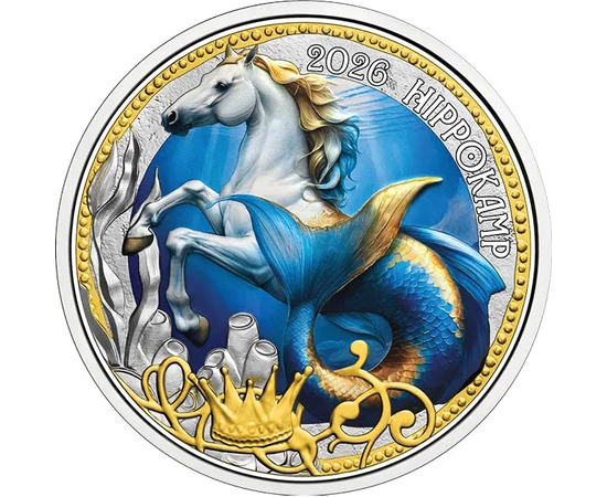 3 euro, Hipocamp colorat, coroană, , cupru, nichel, 16 g, Austria, 2026