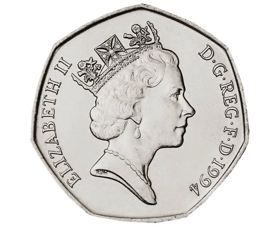 50 pence Elisabeta a II-a  cupru nichel 135 g Marea Britanie 1994