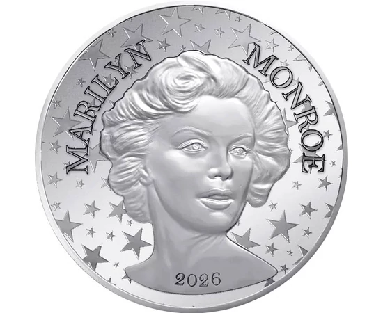 10 euro, Marilyn Monroe, stele, , argint de 333/1000, 13 g, Franţa, 2026