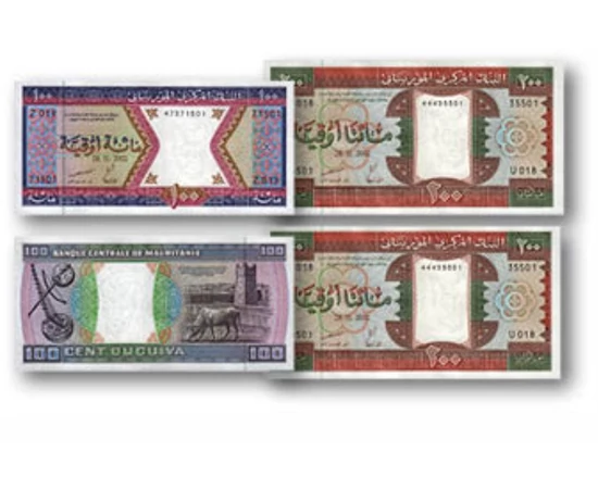 100, 200, 500, 1.000 ouguiya, ,  , 0, Mauritania, 1989-2002