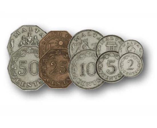 2, 3, 5 mil, 1, 2, 5, 10, 25, 50 cenţi, ,  , 0, Malta, 1972-1982