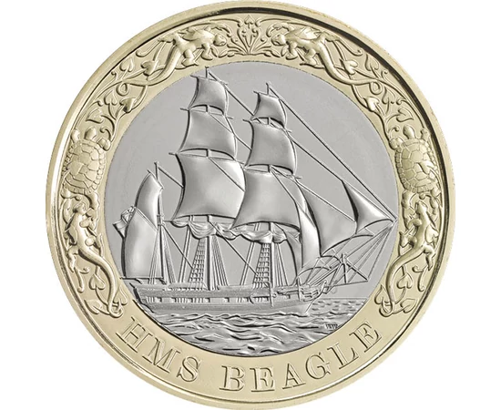 2 lire, Nava Beagle, cupru, nichel, 12 g, Marea Britanie, 2026