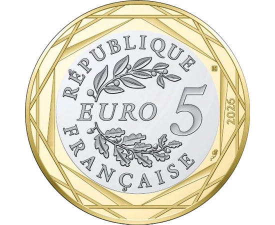 5 euro Coroană de laur şi stejarval. nom. cupru nichel 117 g Franţa 2026