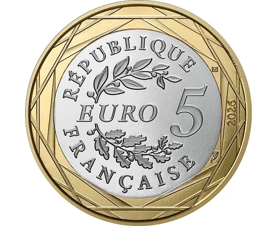 5 euro Coroană de laur şi stejarval. nom. cupru nichel 117 g Franţa 2026