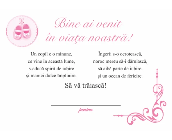  S-a născut o fetiţă  felicitare personalizată  medalie ocazie  ambalată exclusiv