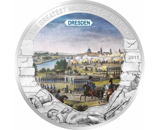  5 dolari  Bătăliile victorioase ale lui Napoleon  pictată  placată cu argint  Liberia  2011  În urmă cu 200 de ani  pe 5 mai 1821  împăratul Napoleon Bonaparte a murit în exil pe insula Sf. Elena.