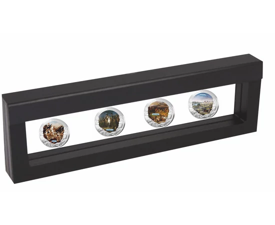 // 5 dolari, Bătăliile victorioase ale lui Napoleon, pictată, placată cu argint, Liberia, 2011 // În urmă cu 200 de ani, pe 5 mai 1821, împăratul Napoleon Bonaparte a murit în exil pe insula Sf. Elena. Tânărul ofiţer a devenit general în 1795, iar apoi a 