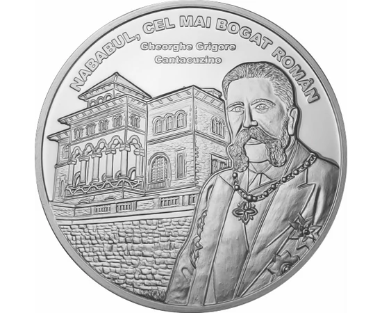 // medalie placată cu argint, Gheorghe Grigore Cantacuzino, calitate proof, România,  // Ales ca primar al Bucureştiului şi prim-ministru al României de două ori, a fost un cunosut deputat şi senator român. 