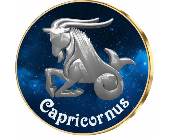 Capricorn, medalie zodiac, ambalată exclusiv 