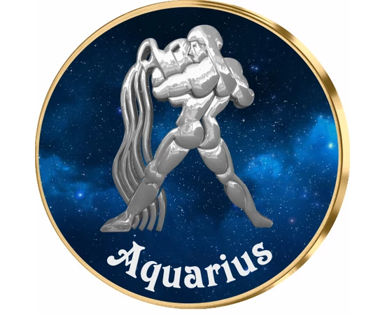 Vărsător, medalie zodiac, ambalată exclusiv 