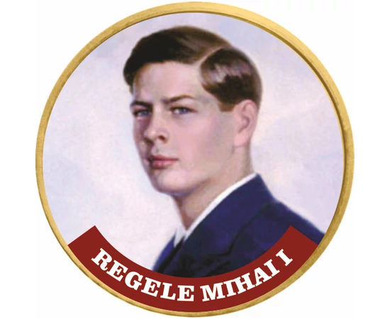 // 50 cenţi, Regele Mihai I, monedă, CuNi, UE, 2002-2019 // Mihai I a fost ultimul monarh al Regatului Român. A urcat pe tron la vârsta de şase ani, ulterior a fost înlocuit de tatăl său, Carol al II-lea. În anul 1940 a revenit la tron şi a fost rege până