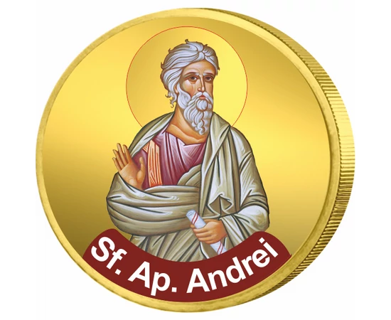 // 50 cenţi, Sfântul Apostol Andrei, CuNi, UE, 2002-2018 // Sf. Apostol Andrei a fost printre primii ucenici ai lui Hristos. După Pogorârea Sfântului Duh, prin tragere la sorţi, Apostolii au primit teritoriile unde să predice, astfel, Sf. Andrei a ajuns ş