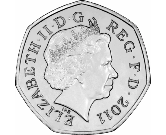 50 pence  Marea Britanie  2012  Meghan Markle şi prinţul Harry s-au căsătorit pe 19 mai 2018. Au trecut numai doi ani şi au luat decizia de a se retrage din casa regală. 