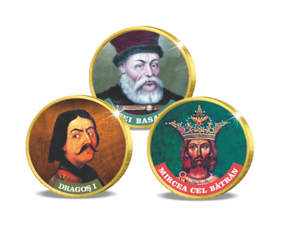 Mari domnitori români, set de 3 monede 