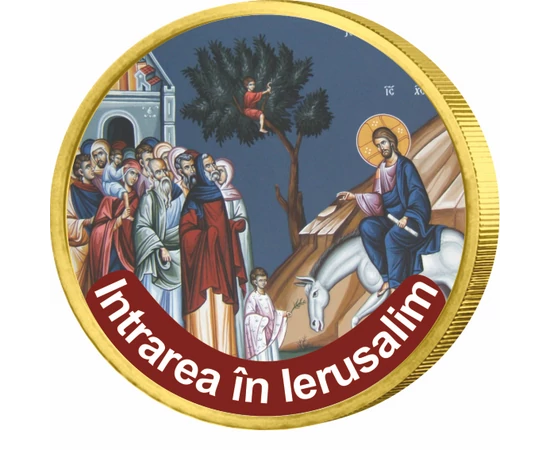 Minunile lui Iisus, Intrarea în Ierusalim - monedă pictată, 50 cenţi, UE 