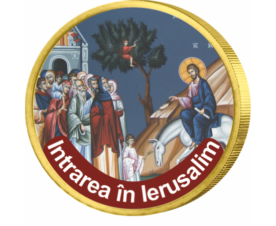 Minunile lui Iisus, Intrarea în Ierusalim - monedă pictată, 50 cenţi, UE 