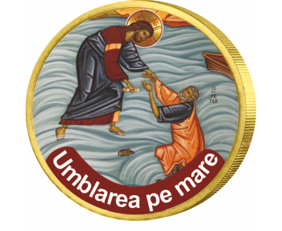 Minunile lui Iisus, Umblarea pe mare - monedă pictată, 50 cenţi, UE 