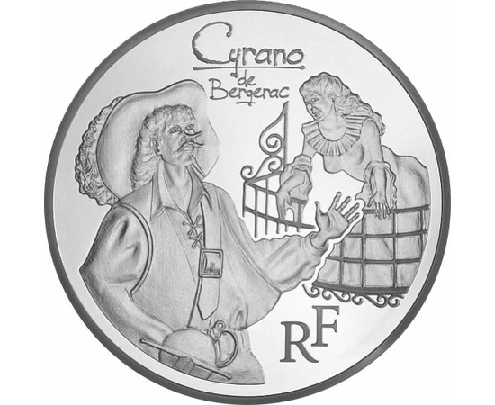 Cyrano de Bergerac, 10 euro, monedă argint, Franţa, 2012