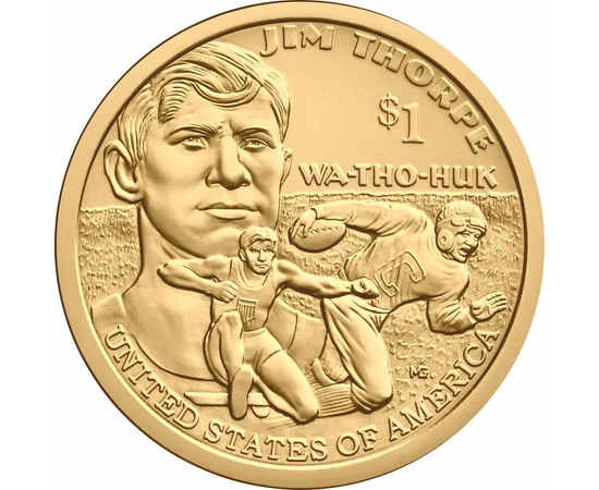Jim Thorpe, legendarul fotbalist de origine indigenă, 1 dolar, SUA, 2018