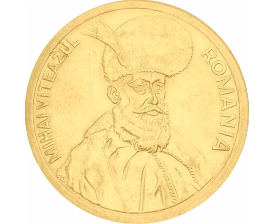 100 lei, Mihai Viteazul, placată cu aur, România, 1991-1996