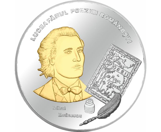 Mihai Eminescu, medalie placată cu aur pur, România