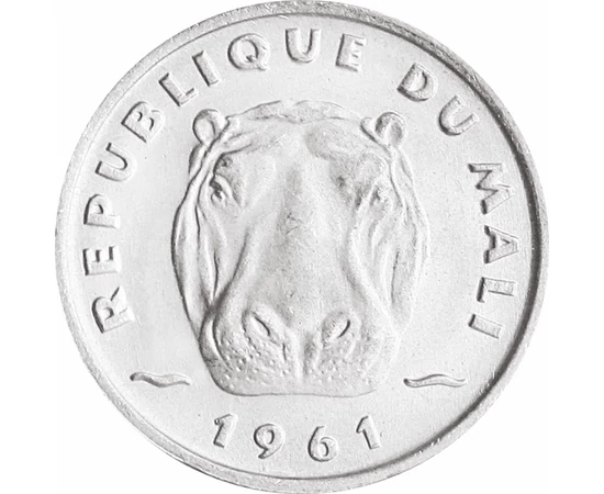Hipopotamul, 5 franci, Mali, 1961