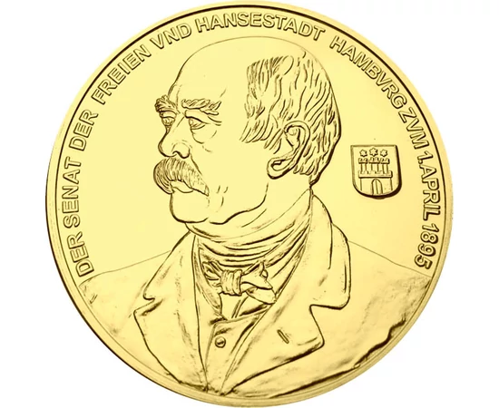 Sfântul Gheorghe - 10 ducat replică Bismarck, medalie placată cu aur