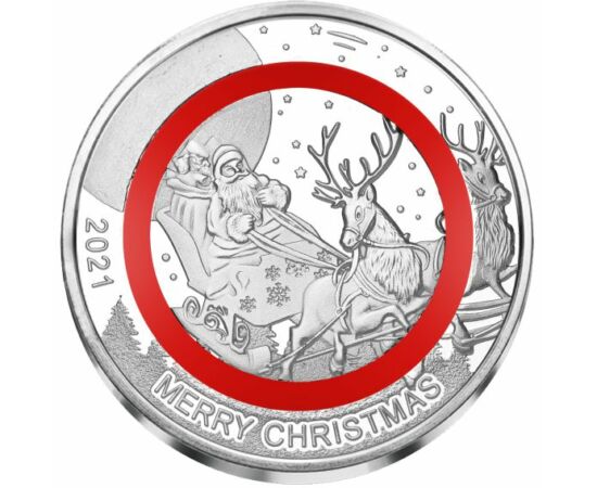 Moş Crăciun cu plete dalbe, monedă placată cu argint, Fiji, 2021
