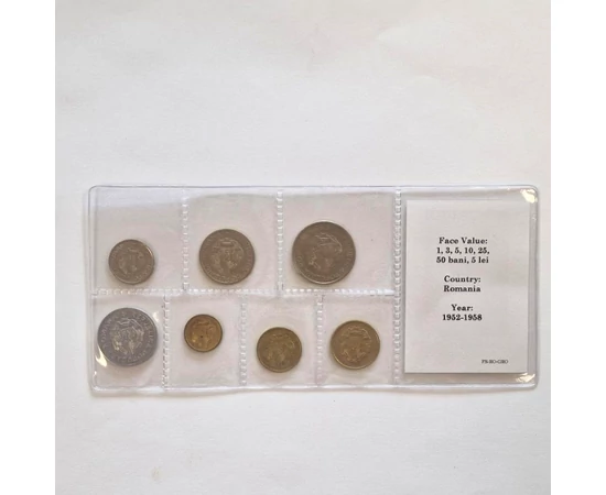 Petru Groza – 1,  3, 5, 10,  25, 50 bani,  5 lei România, 1952-1958